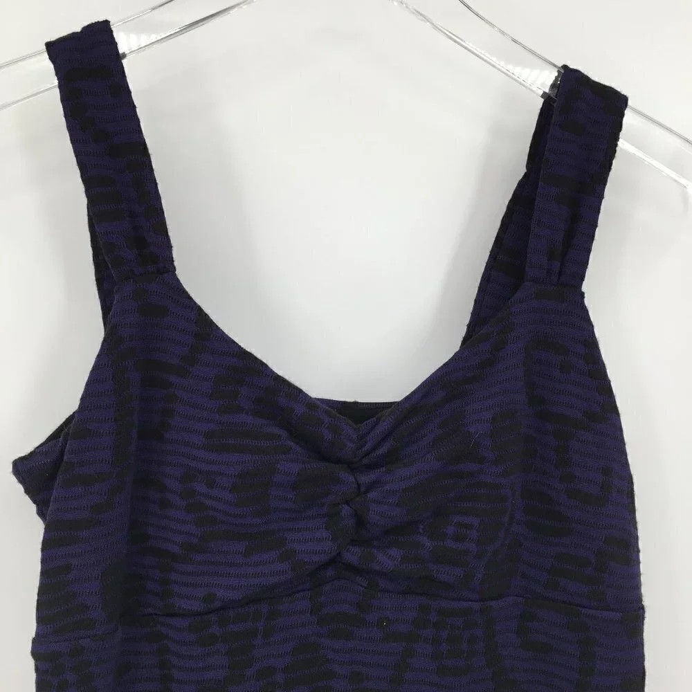 Free People purple black knit body con mini dress tank shift sleeveless Medium